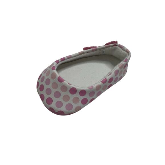 AMERICAN GIRL Pink Polka Dot Flat *Single Shoe* Right White Bow Cute - Picture 1 of 4